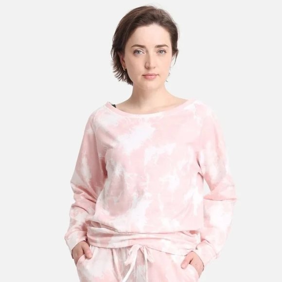 WOMENS PINK/WHITE TIE-DYE  OFF-THE-SHOULDER SWEATER - NWT - SZ:S/M, L/XL - Picture 1 of 13